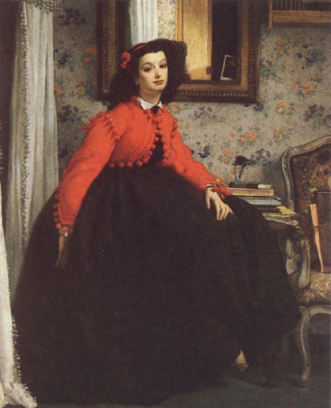 James Tissot Portrait of Mill L L,Called woman in Red Vest Germany oil painting art